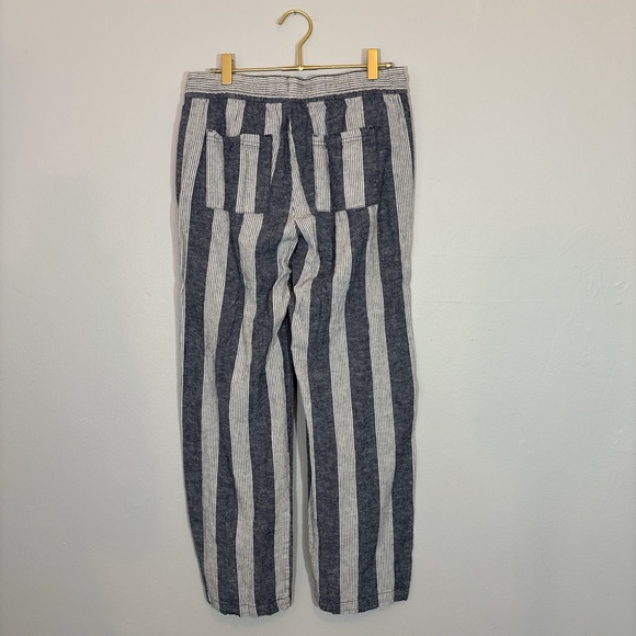 Old Navy Navy Blue & White Striped Drawstring Linen Pants - Picture 2 of 9